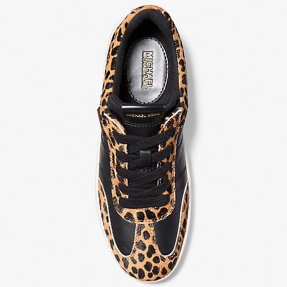 NIB Michael Kors Kai Sneaker Women's Leopard Print Calf Hair Lace Up Size 8 - Picture 3 of 5